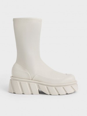 Charles & Keith Aberdeen Platform Boots Krema | PFID-16809