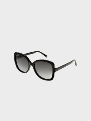 Charles & Keith Acetate Butterfly Sunglasses Siyah | NHRZ-76431