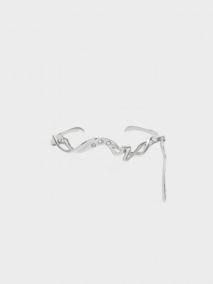 Charles & Keith Allegro Sculptural Cuff Bracelet Gümüş | RCFV-41502