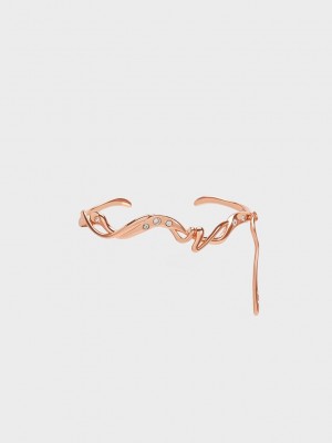 Charles & Keith Allegro Sculptural Cuff Bracelet Pembe Altın | MLKE-18607