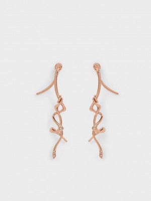 Charles & Keith Allegro Sculptural Drop Earrings Pembe Altın | AHWD-10972