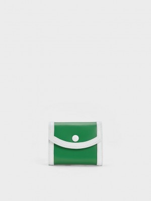 Charles & Keith Alouette Contrast Trim Small Wallet Yeşil | PHJY-28017