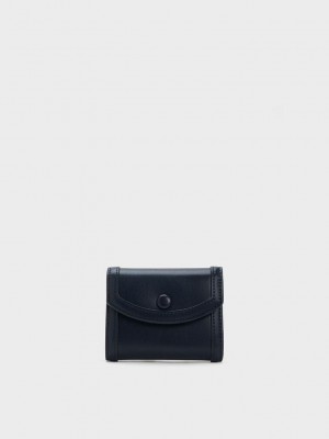 Charles & Keith Alouette Contrast Trim Small Wallet Lacivert | SZYO-43018