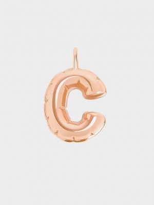 Charles & Keith Alphabet 'C' Charm Pembe Altın | YFSN-76130