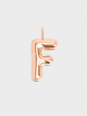 Charles & Keith Alphabet 'F' Charm Pembe Altın | GYFC-52197