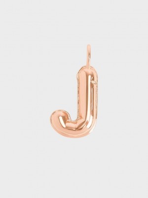 Charles & Keith Alphabet 'J' Charm Pembe Altın | JBLQ-54187