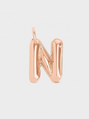 Charles & Keith Alphabet 'N' Charm Pembe Altın | FQHD-21806