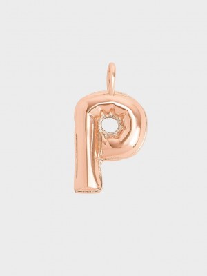 Charles & Keith Alphabet 'P' Charm Pembe Altın | LNYB-98640