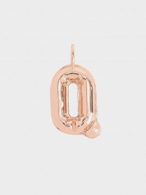 Charles & Keith Alphabet 'Q' Charm Pembe Altın | OEAD-82971