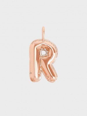 Charles & Keith Alphabet 'R' Charm Pembe Altın | ECJV-03647