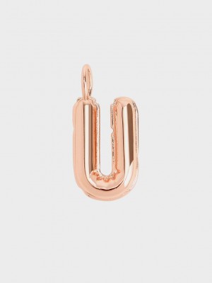 Charles & Keith Alphabet 'U' Charm Pembe Altın | VCZG-17409