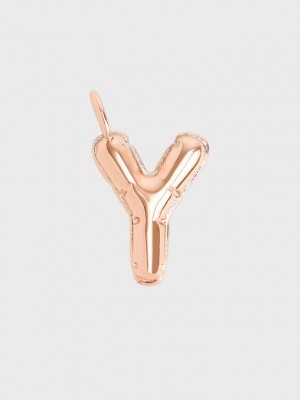 Charles & Keith Alphabet 'Y' Charm Pembe Altın | ZMCO-06492