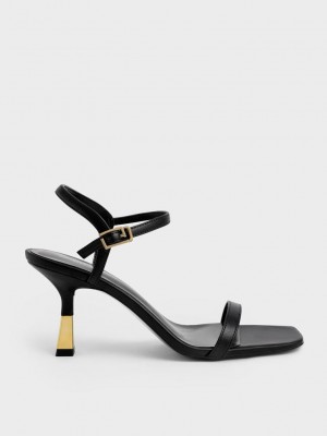 Charles & Keith Ankle-Askılı Topuklu Sandals Siyah | AJQD-54697