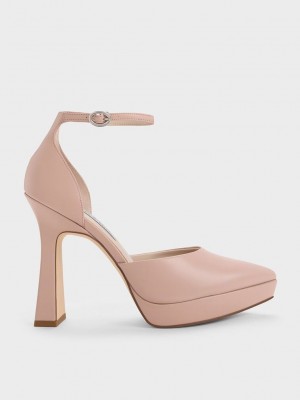 Charles & Keith Ankle Askılı D'Orsay Pumps Bej Rengi | GKOQ-57028