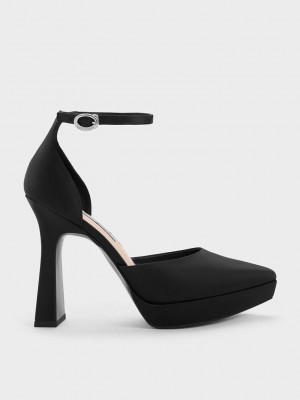 Charles & Keith Ankle Askılı D'Orsay Pumps Siyah | OPEU-45982
