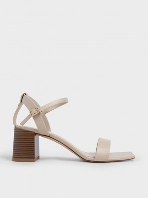 Charles & Keith Ankle Askılı Stacked Heel Sandals Pembe | YIOL-82450