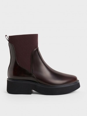 Charles & Keith Ankle Sock Boots Koyu Kahverengi | EXSK-78695