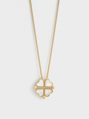 Charles & Keith Annalise Clover Heart Necklace Altın | WAOF-37081