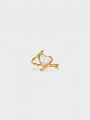 Charles & Keith Annalise Heart Stone Ring Altın | HGWA-20935