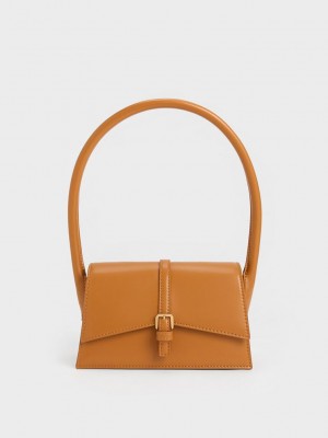 Charles & Keith Annelise Belted Trapeze Bag Turuncu | UPRT-25364