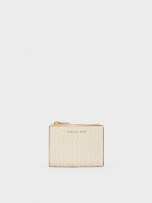 Charles & Keith Apolline Textured Top-Zip Wallet Krema | KUDY-70953