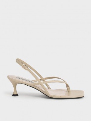 Charles & Keith Arkası Açık Tanga Sandals Kahverengi | MUPN-34627
