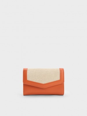 Charles & Keith Arley Kanvas Wallet Turuncu | NBQS-37210