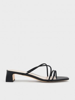 Charles & Keith Askısı Burunlu Ring Sandals Siyah | TKFD-09762