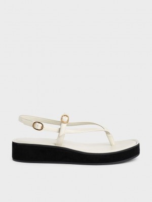 Charles & Keith Askısı Flatform Tanga Sandals Pembe | WKSI-14768