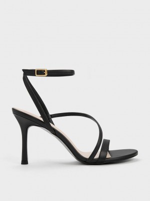 Charles & Keith Asymmetric Askısı Topuklu Sandals Siyah | BMPW-47365