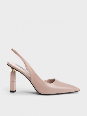 Charles & Keith Asymmetric Sculptural Heel Pumps Bej Rengi | VNBK-76894
