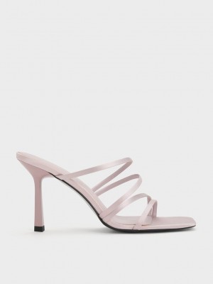 Charles & Keith Asymmetric Square-Burunlu Topuklu Mules Mor | HIPG-32415