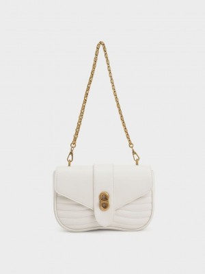 Charles & Keith Aubrielle Panelled Crossbody Bag Krema | JLUG-42167