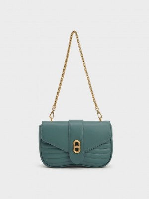 Charles & Keith Aubrielle Panelled Crossbody Bag Turkuaz | XEKL-46190