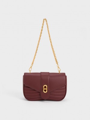 Charles & Keith Aubrielle Panelled Crossbody Bag Koyu Çikolata | URWJ-40715