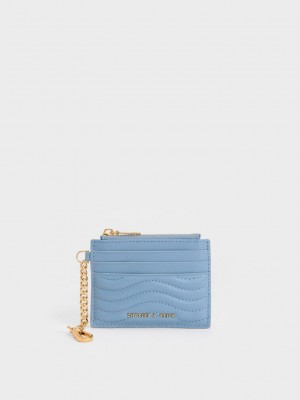 Charles & Keith Aubrielle Stitch-Trim Zip Card Holder Açık Mavi | ZVRU-68593