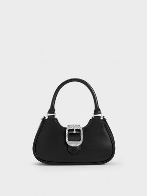 Charles & Keith Avis Belted Top Handle Bag Siyah | KMWQ-09521