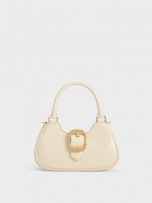 Charles & Keith Avis Belted Top Handle Bag Krema | AUWQ-41269