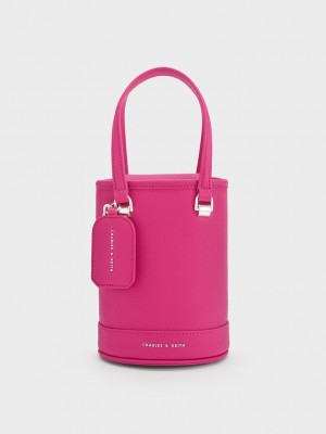 Charles & Keith Avis Cylindrical Bucket Bag Küpe Çiçeği | KGZJ-41082