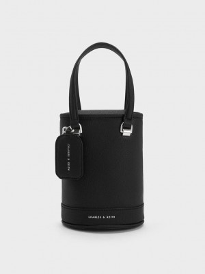 Charles & Keith Avis Cylindrical Bucket Bag Siyah | ITEB-26409