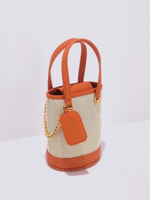 Charles & Keith Avis Cylindrical Bucket Bag Turuncu | HGQK-14678