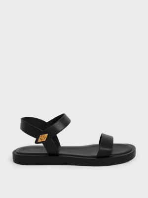 Charles & Keith Back Askılı Sandals Siyah | ZRJH-74532