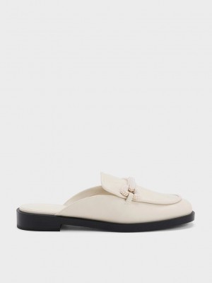 Charles & Keith Beaded Accent Loafer Mules Pembe | QGAK-90748