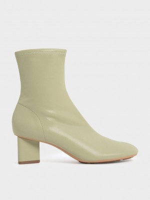 Charles & Keith Blade Heel Ankle Boots Zeytin Yeşili Yeşil | CSJV-04281