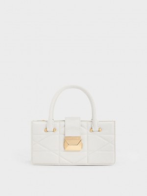 Charles & Keith Blanche Kapitone Top Handle Bag Beyaz | CGZP-85630