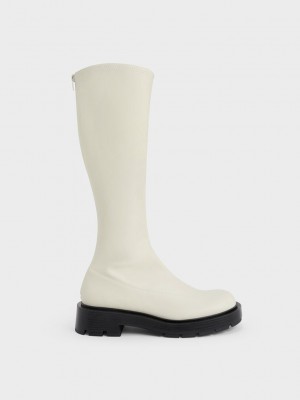 Charles & Keith Block Heel Knee-High Boots Pembe | OMHF-74326