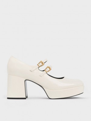 Charles & Keith Block Heel Mary Janes Pembe | DUCA-49521