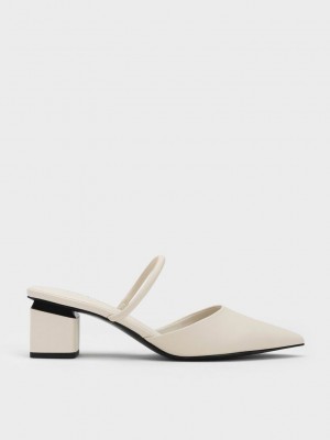 Charles & Keith Block Heel Mules Pembe | IJQK-51863