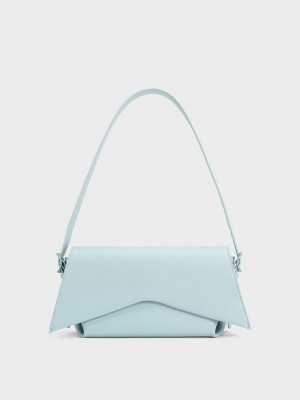 Charles & Keith Boaz Geometric Front Flap Bag Mavi | PRTQ-12093