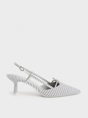 Charles & Keith Bow-Tie Arkası Açık Pumps Açık Mavi | INPF-65219